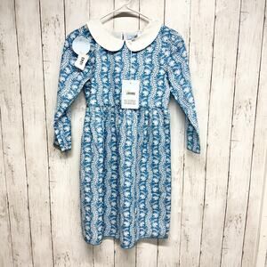 NEW Hill House Dress Girls Size 11/12Y The Tiny Lottie Dress Blue Linear Floral